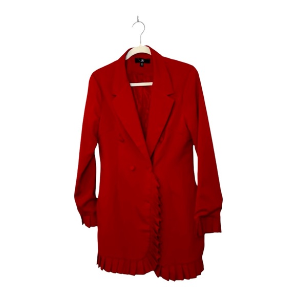 Cherry Red Double Breasted Long Sleeve Jacket Size 10 - Picture 1 of 8